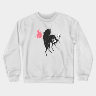 Funny Creepy Cute Goth Black Cat with Skull And Ghost Crewneck Sweatshirt